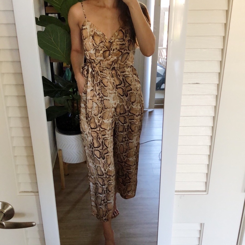 Gold snake print jumpsuit XS